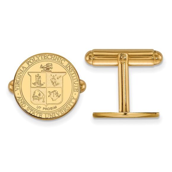 14k Gold Plated Silver Virginia Tech Crest Cuff Links